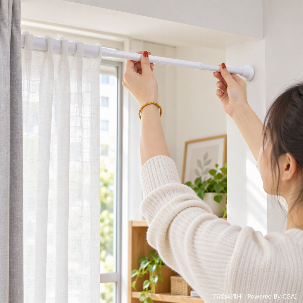 Multi-functional clothes drying pole and fork set, household clothes drying rack, clothes drying supplies, easy to install and durable details Picture