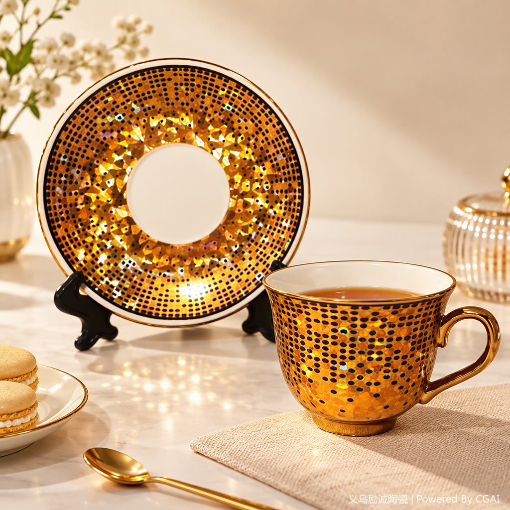 Colorful ceramic coffee cups, home creative, simple and fashionable daily necessities coffee set details Picture