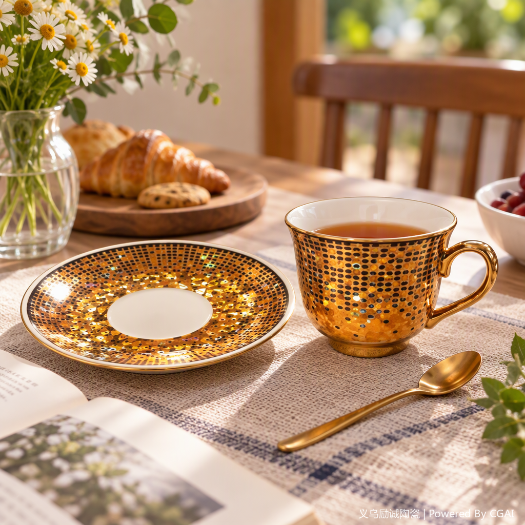 Colorful ceramic coffee cups, home creative, simple and fashionable daily necessities coffee set Specification image