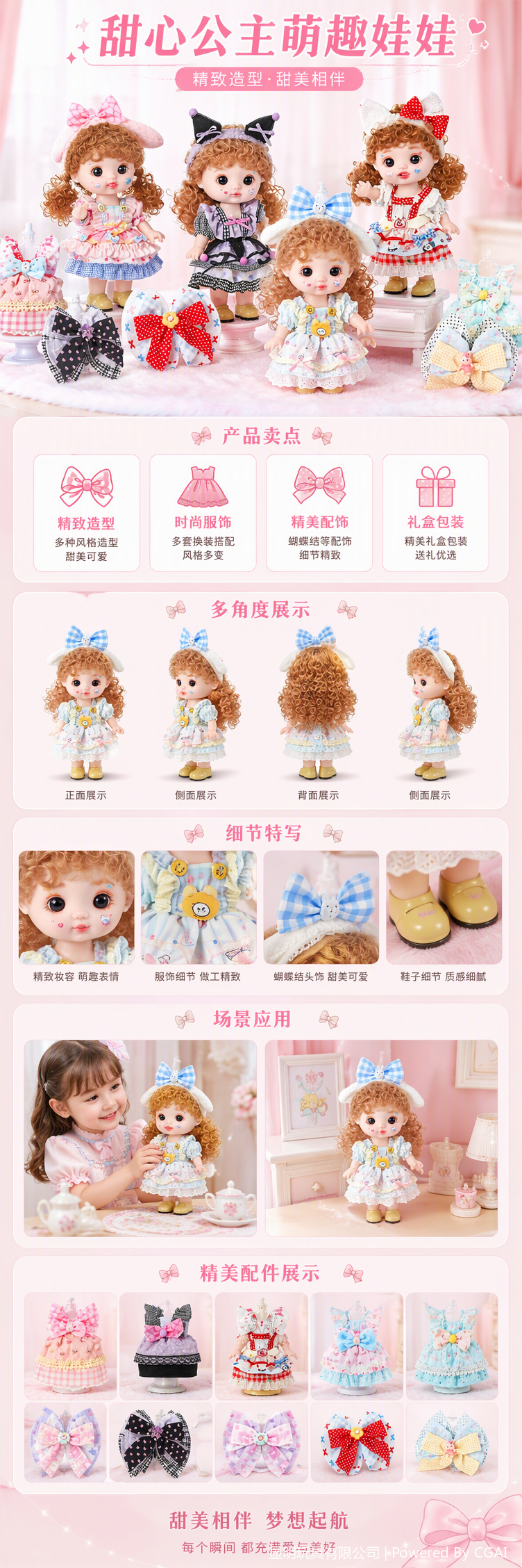 Yasni cultura honor producido rosa atado lindo muñeca princesa set niños muñeca caja de regalo regalo de vacaciones para niñas pic 1