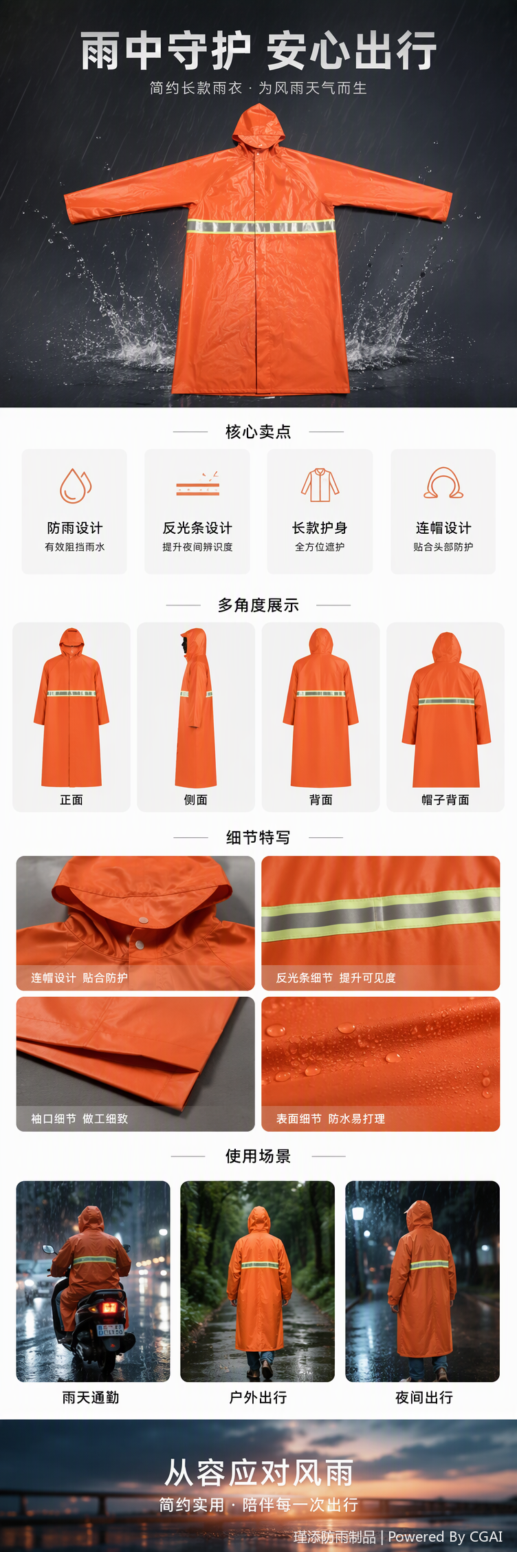 Multi-functional one-piece raincoat, windproof, sunshade, rainproof, portable outdoor rain cover and rain gear, waterproof, sun-proof and windproof products pic 1