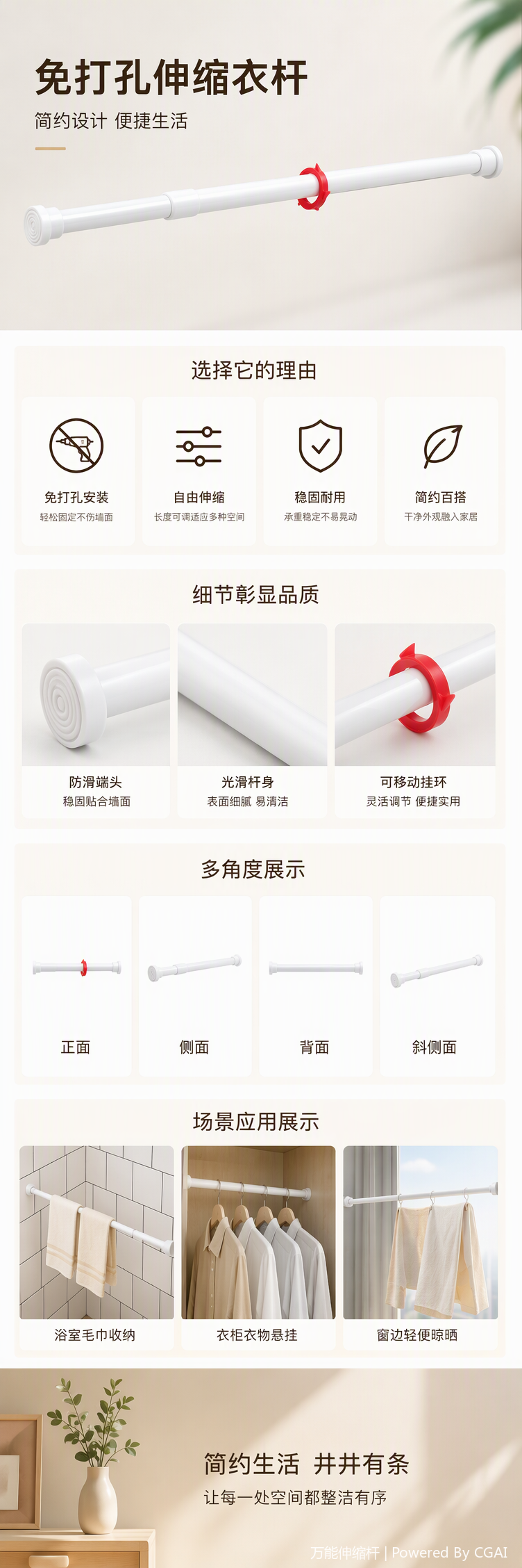 Multi-functional shower head set, stainless steel lift nozzle, bathroom accessories, simple and modern home heating and plumbing hardware products pic 1