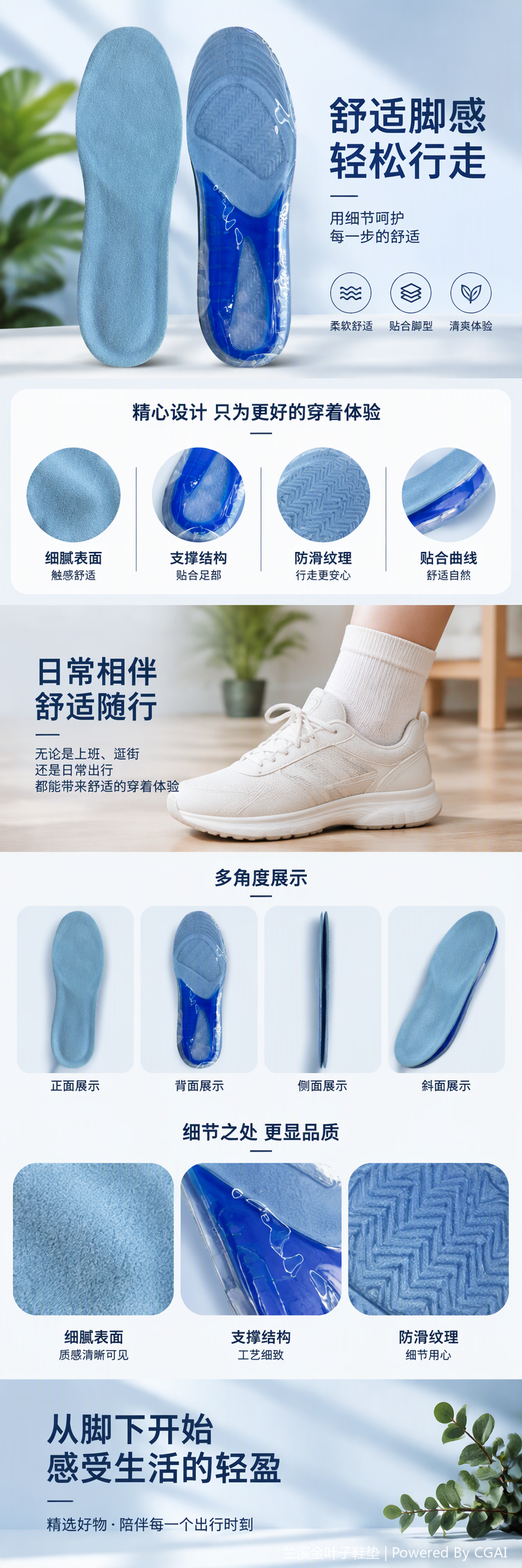 Comfortable and breathable sports insoles with blue anti-odor and shock-absorbing soft padding for a comfortable experience pic 1