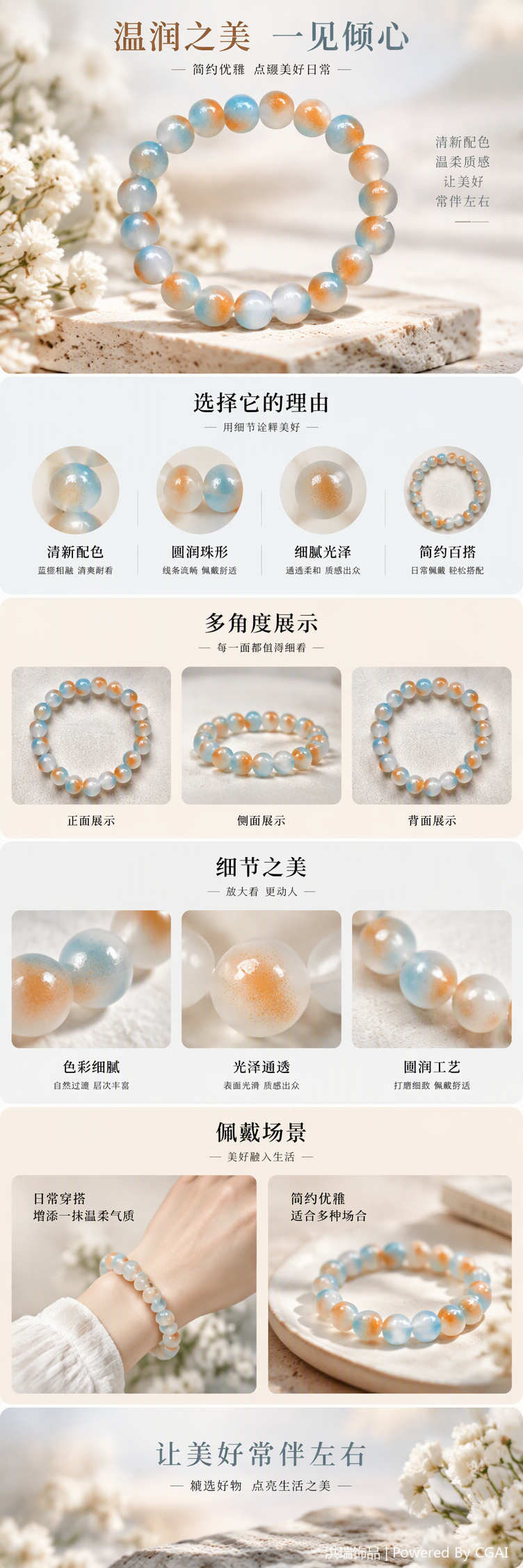 Trendy color gradient bead bracelet, fashionable and versatile, casual and individual bracelet accessory for girls pic 1