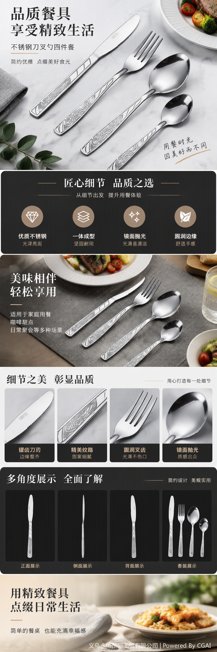 Multi-functional Western knife, fork and spoon set, high-end tableware combination, practical kitchenware, essential for restaurants pic 1