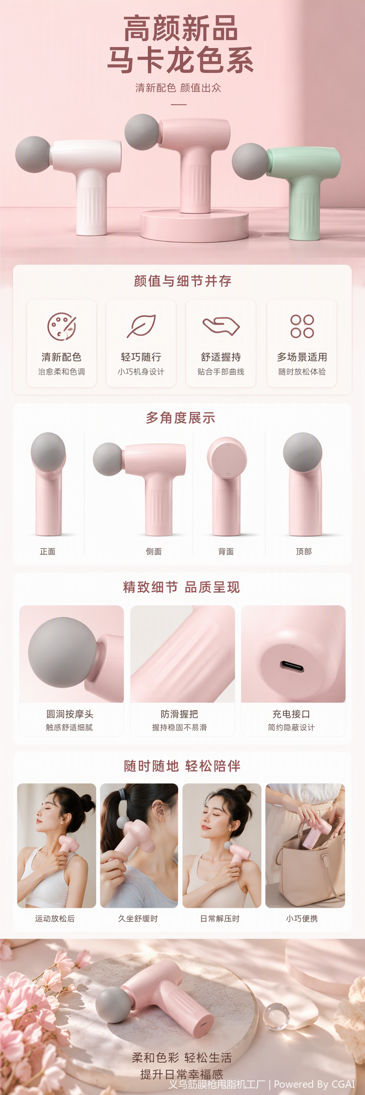 The portable home fascia gun is a health and wellness wonder for deep relaxation, muscle massage and physiotherapy, suitable for multiple scenarios pic 1