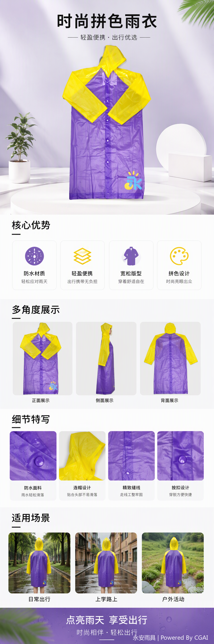 Waterproof and windproof one-piece raincoat, suitable for both men and women, outdoor rain cover, rainproof suit, sun protection, dust-proof, lightweight and portable, with various styles pic 1