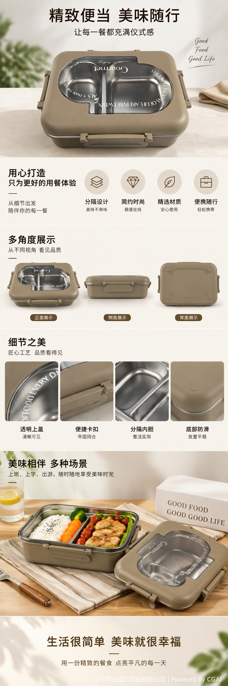 The stainless steel insulated lunch box, bento box, and meal box have excellent heat preservation effect. Made of food-grade material, it is safe and healthy. The portable design is convenient to carry pic 1