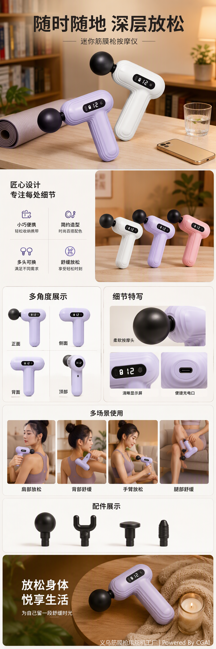 Multi-functional fascia relaxation massage device, portable deep muscle physiotherapy device for home use, health care equipment pic 1