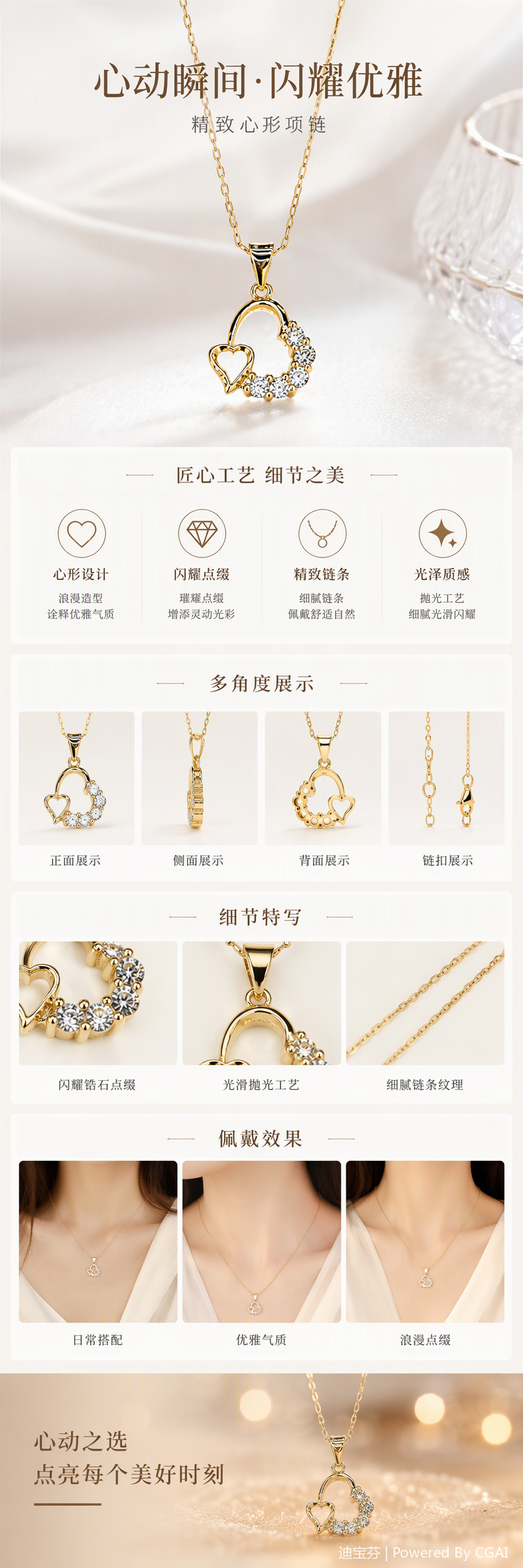 Moda oro corazón con diamantes colgante collar mujer versión coreana simple y versátil dar regalos joyería accesorios pic 1