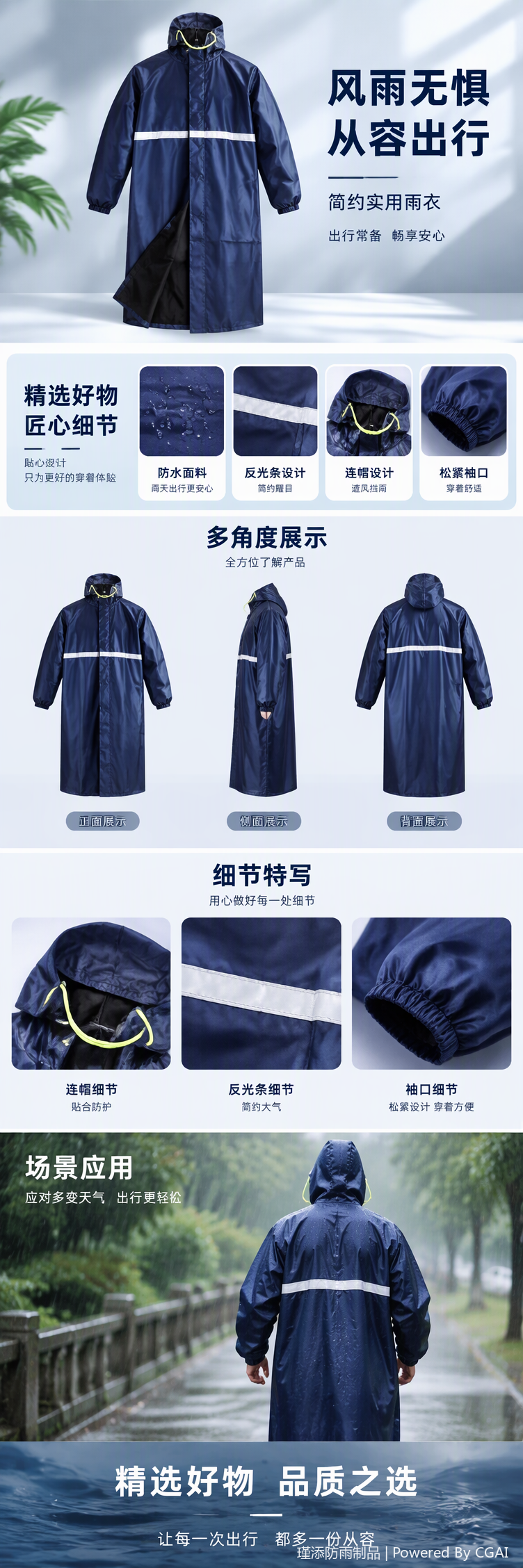 Windproof, sunshade and rainproof one-piece raincoat, outdoor raincoat, portable waterproof, windproof and rainproof equipment, suitable for both men and women in multiple colors pic 1