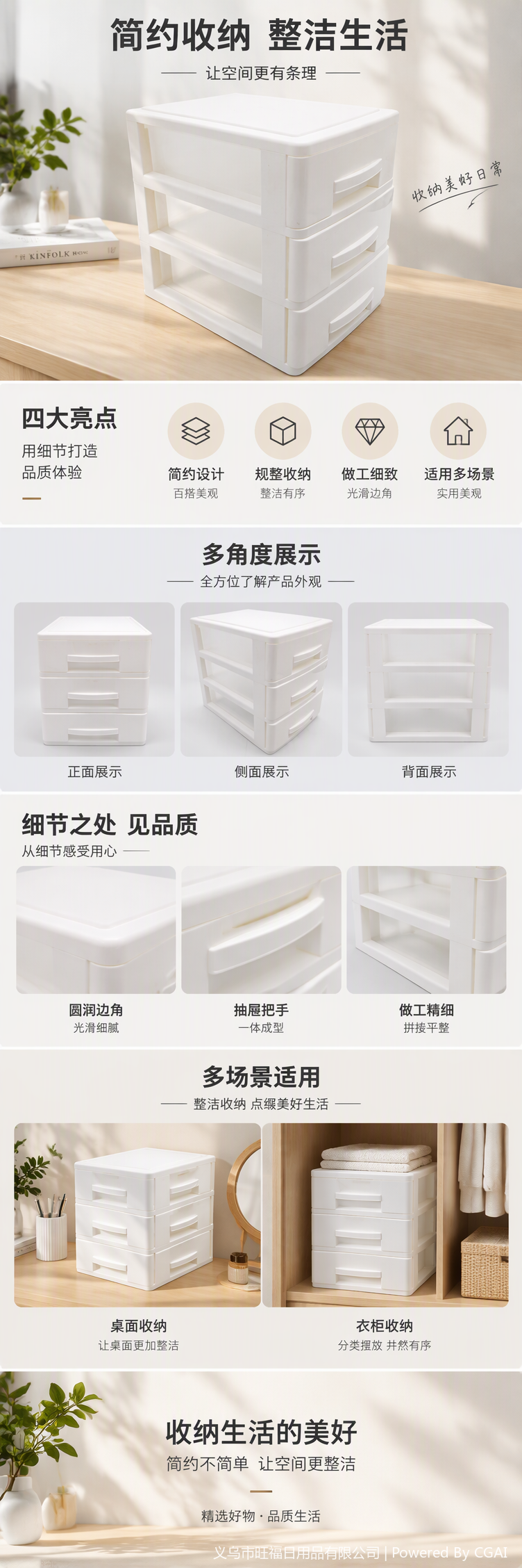 Wangfu Japanese-style three-layer Drawer 8946 pic 1