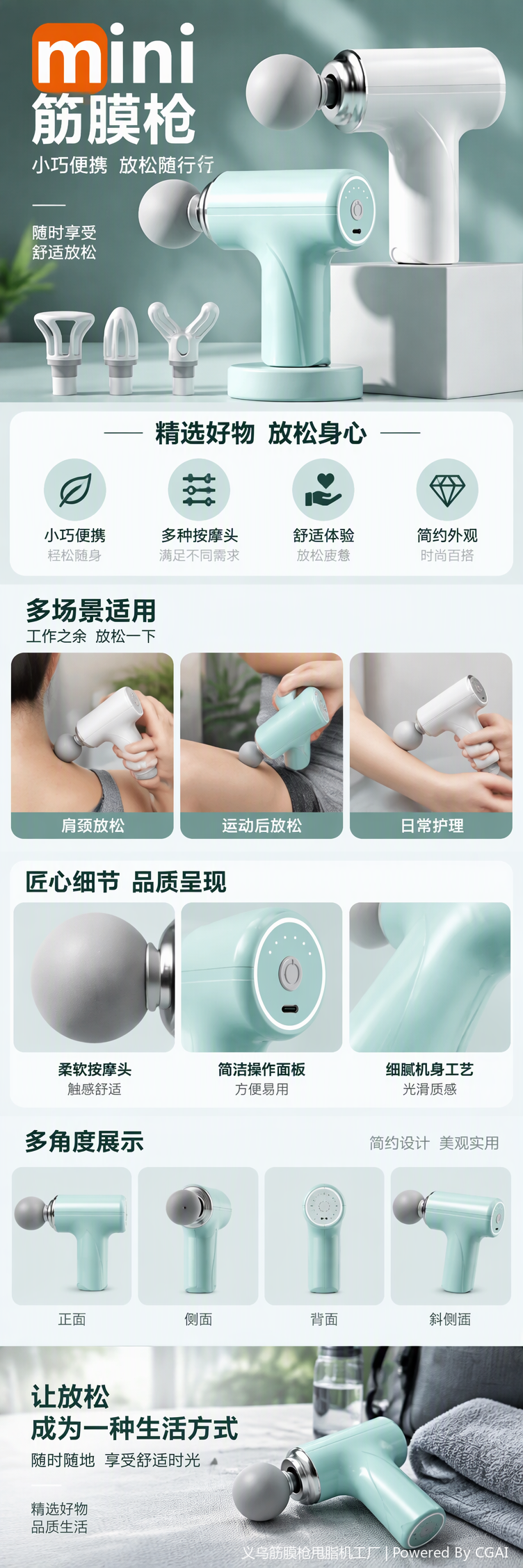 Multi-functional fascia relaxation massager, portable deep muscle therapy device for home use, fascia gun massager pic 1