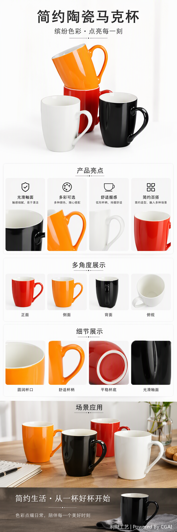 Taza de cerámica creativa hogar diario beber agua café y té juego simple moda oficina estudiante regalo pic 1
