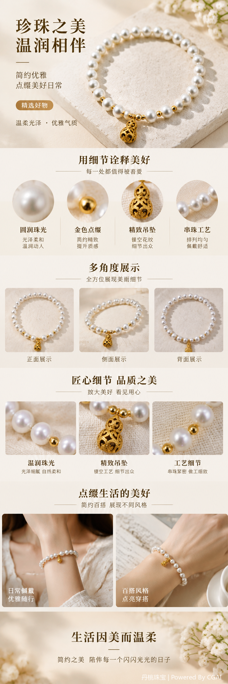 Natural freshwater pearl bracelet for girls in Korean style, simple and elegant, a versatile accessory for students and a trendy gift pic 1