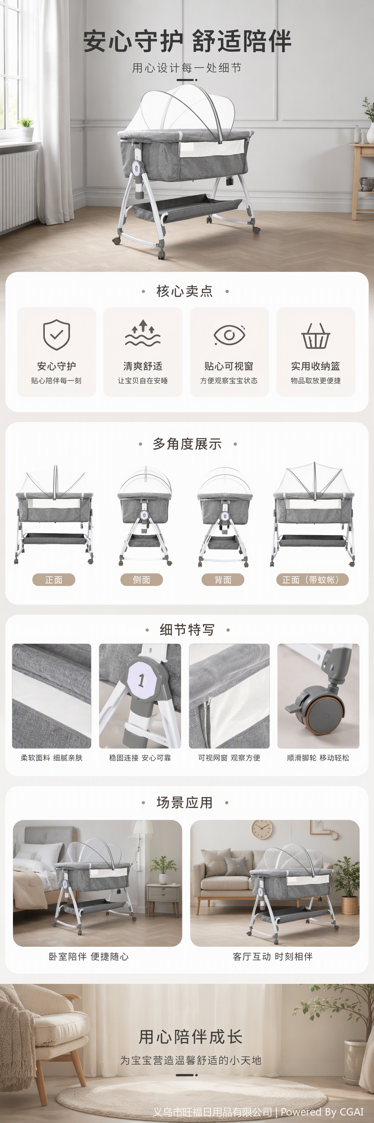 Baby products, daily necessities, cribs, fences, strollers, widened anti-hand-squeezing safety guardrails pic 1