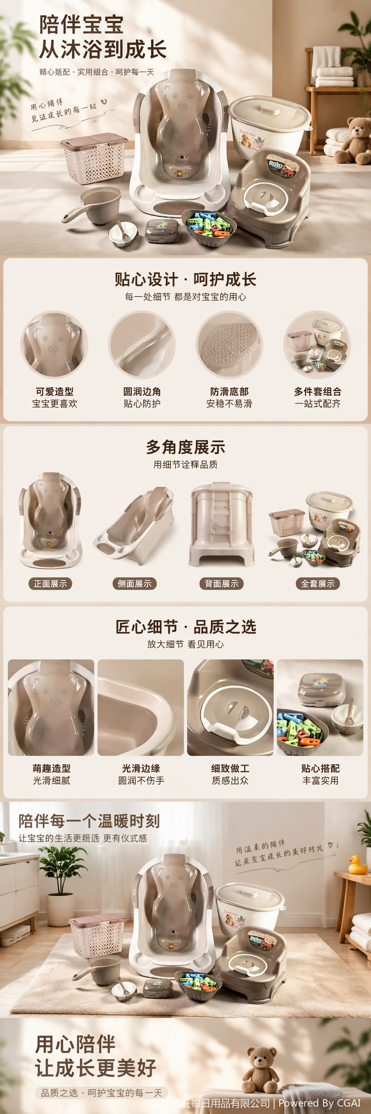 Baby bathtub, baby bath products set, cartoon bathtub, storage box, small bucket, bowl, footstool and other accessories, mother and baby products 144135674 pic 1