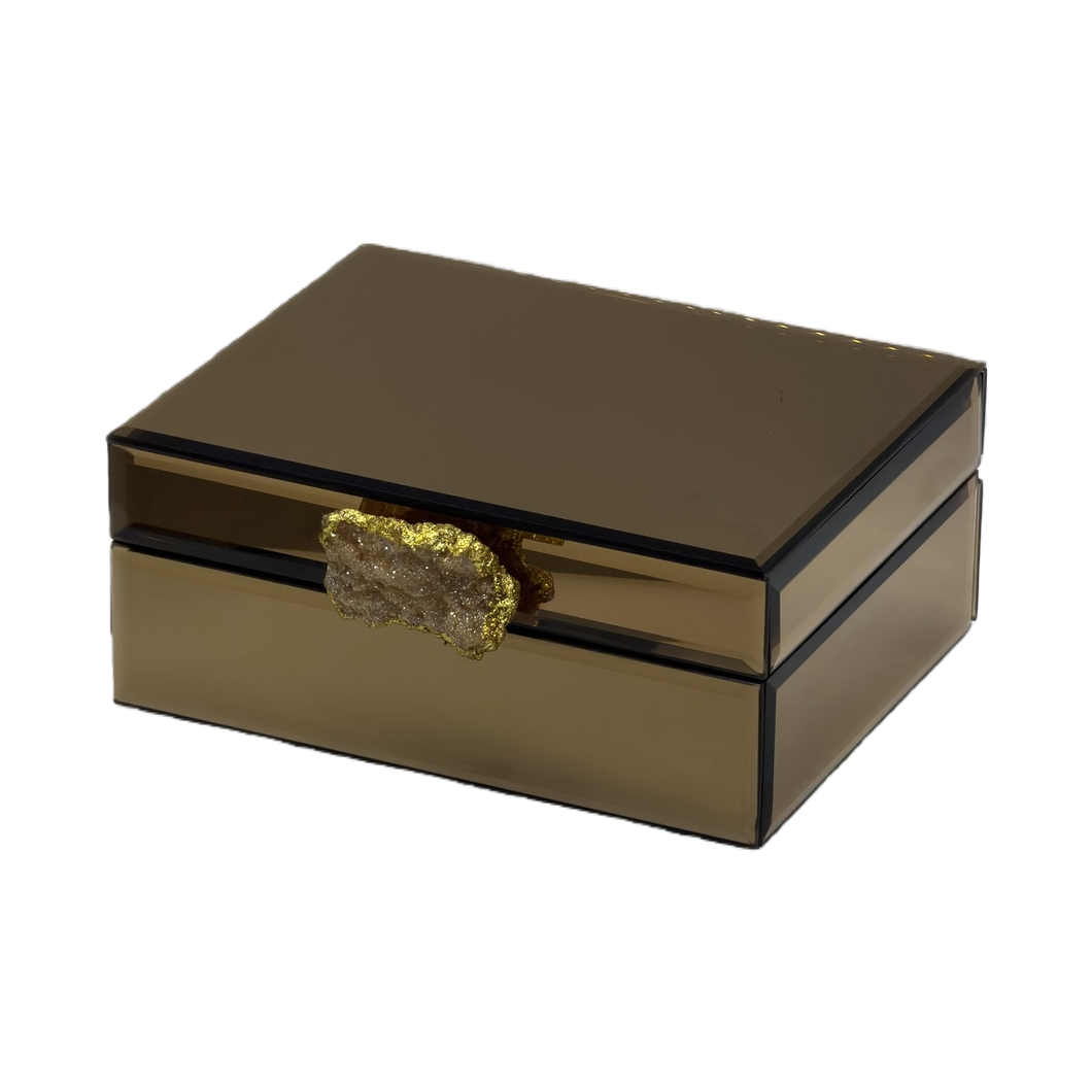 Espejo dorado caja de almacenamiento multifuncional caja organizadora caja de almacenamiento de joyas cosméticas caja de almacenamiento para el hogar simple y elegante Item Picture