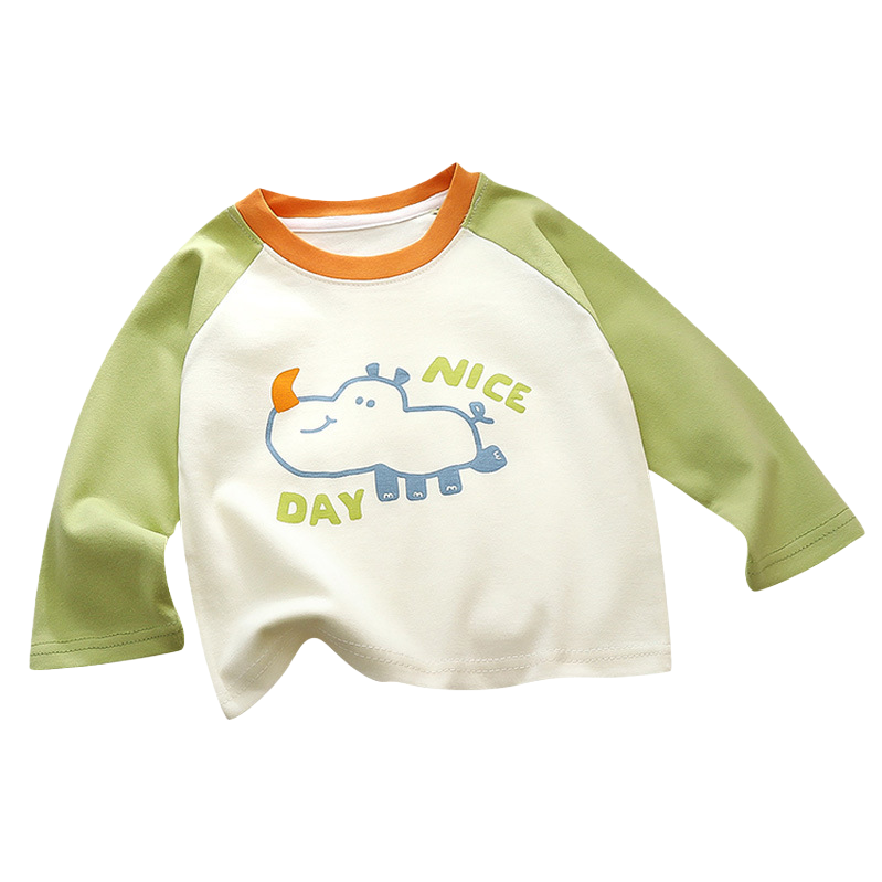 Cute cartoon-printed pure cotton children's T-shirt for spring and summer, a trendy casual top for babies