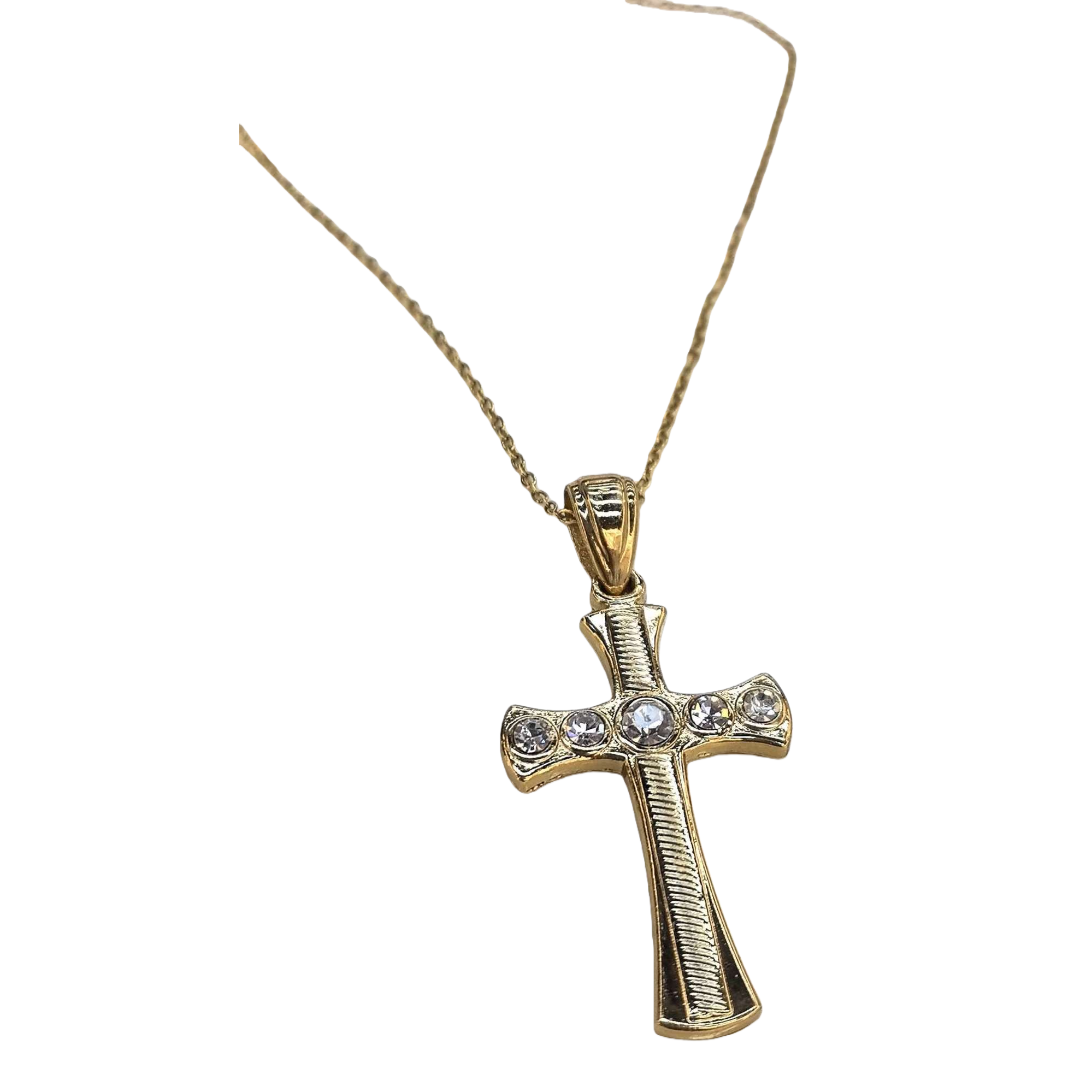 A fashionable golden diamond-encrusted cross necklace, a simple and versatile Korean pendant accessory for your girlfriend Item Picture
