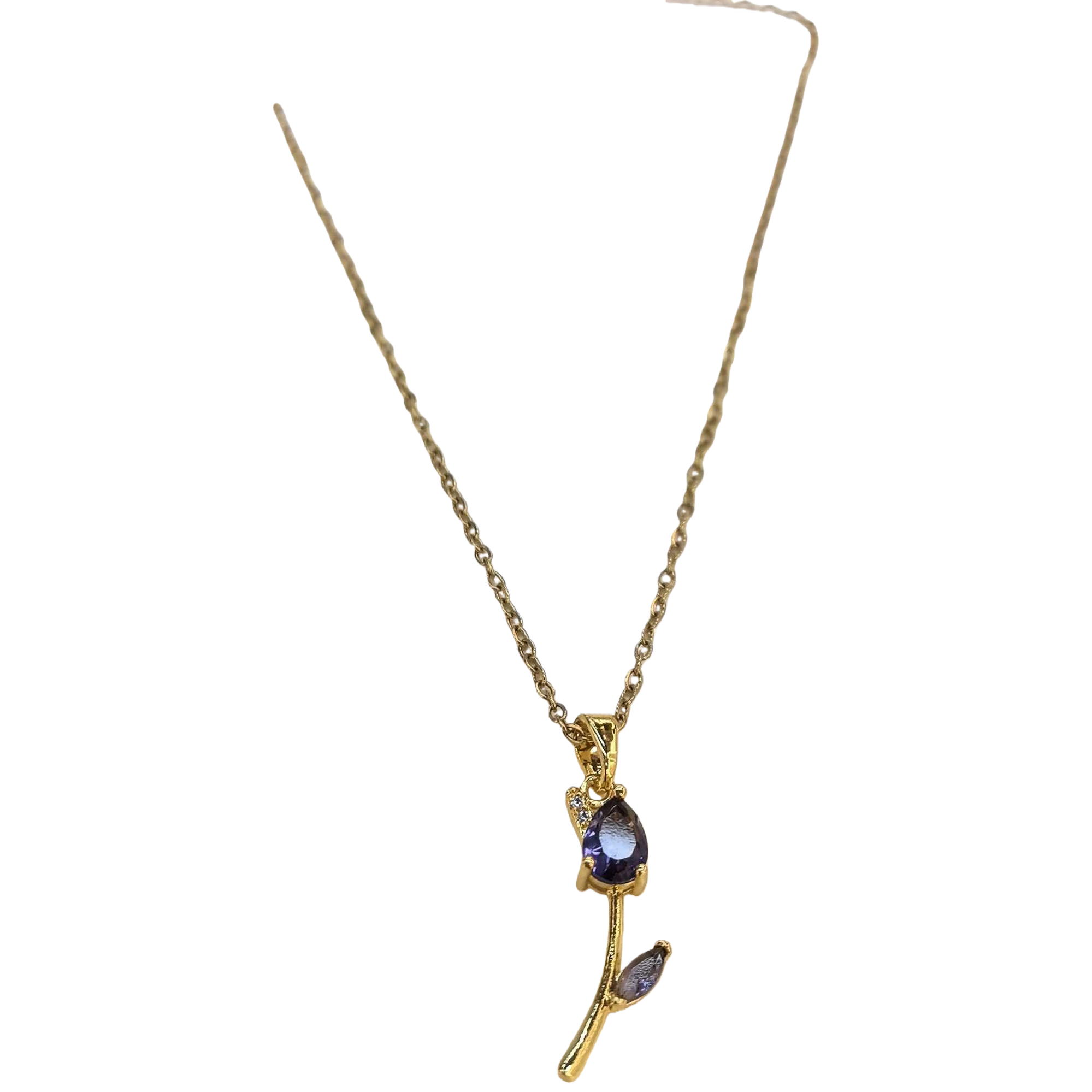 Golden chain amethyst rose-shaped pendant necklace, an elegant and fashionable accessory gift for women Item Picture