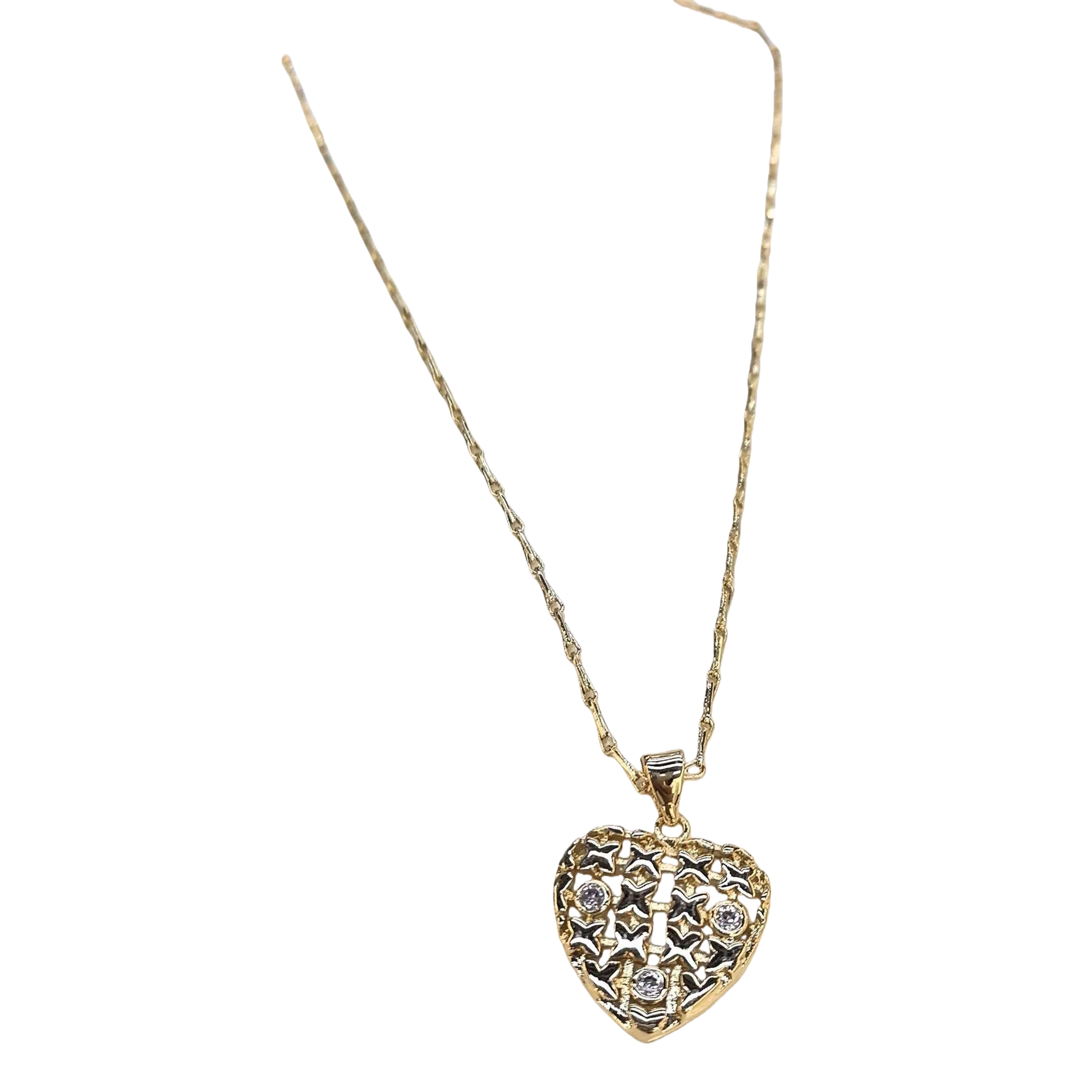 This fashionable golden heart-shaped pendant necklace is a simple and versatile women's necklace accessory. It is elegant and trendy as a gift Item Picture