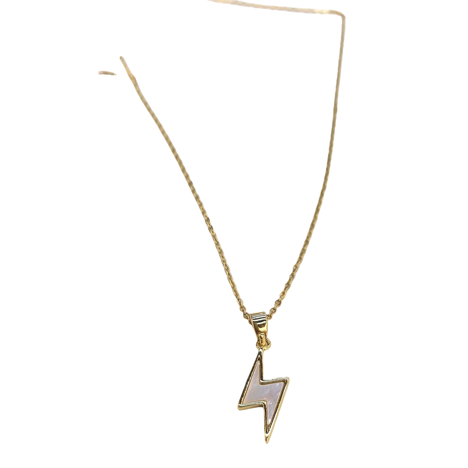 The golden lightning-shaped fashionable pendant necklace is simple and versatile, a perfect accessory for girls, students and couples Item Picture