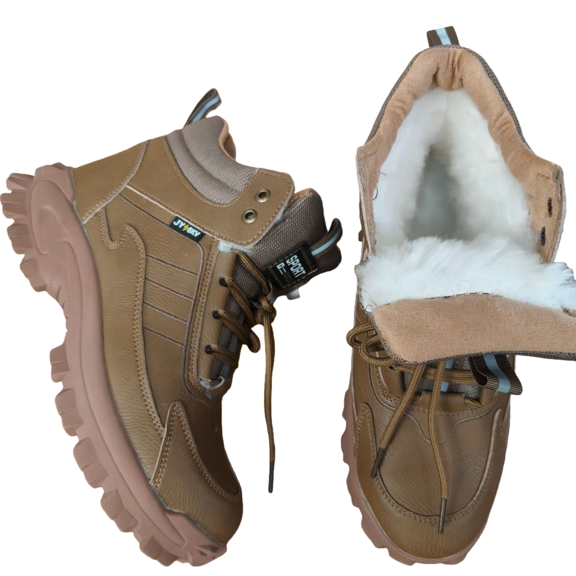 Moda con terciopelo botas térmicas resistentes al desgaste y antideslizantes otoño invierno casual hombres botines marrones tendencia zapatos de protección versátiles zapatos de protección laboral botas de ciclismo pantalones tácticos Item Picture