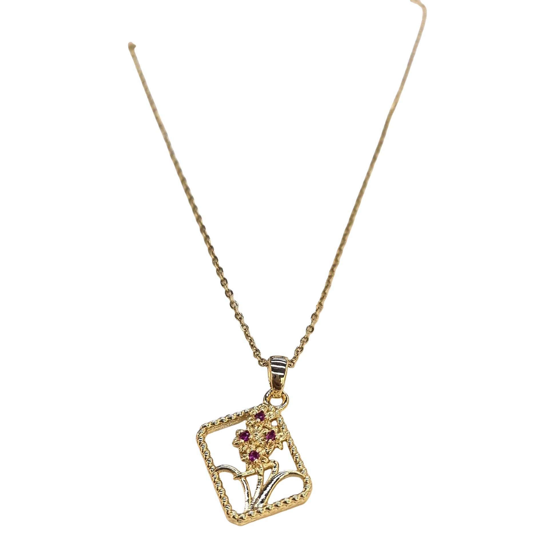 Oro incrustado rubíes patrón floral collar de moda elegante temperamento mujer joyería regalos regalos Item Picture