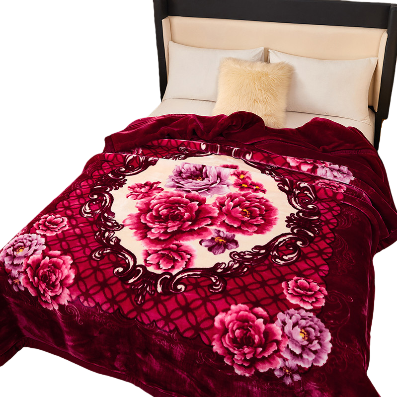 زهور حمراء من الخمور ذات غطاء بطانية ناعمة ودافئة متعددة الأغراض Item Picture