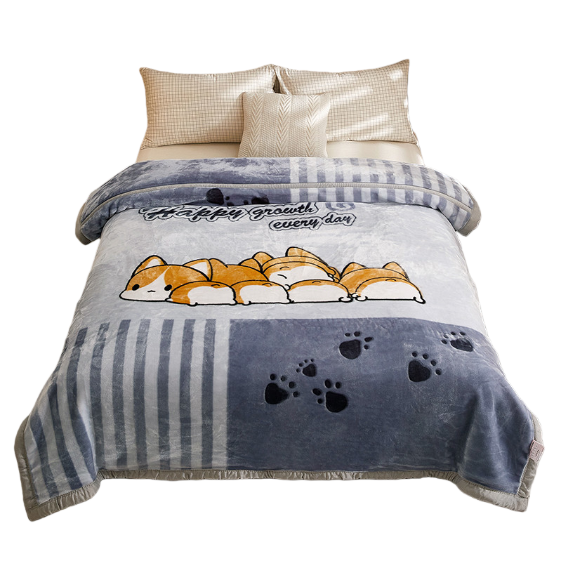 Cartoon Corgi plush summer cool quilt, sweet party, soft and comfortable mattress blanket Item Picture