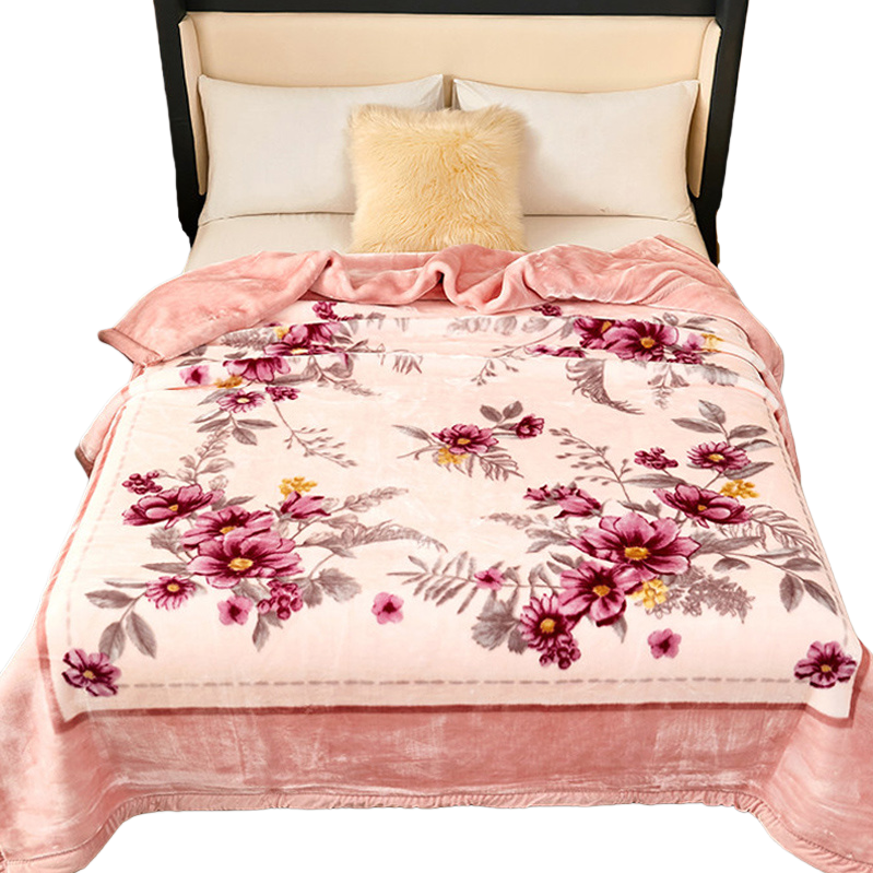 Huigang Home Textiles' pink floral wedding blankets and bed sheets are soft, warm and cozy bedroom decoration items Item Picture
