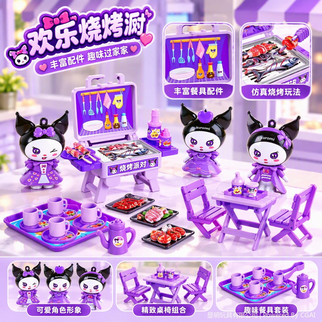 Cool Nomi Zizi Little Grill House House Toy Set Purple Series Fun Kitchen Simulation Children's Educational Toy Gift Box