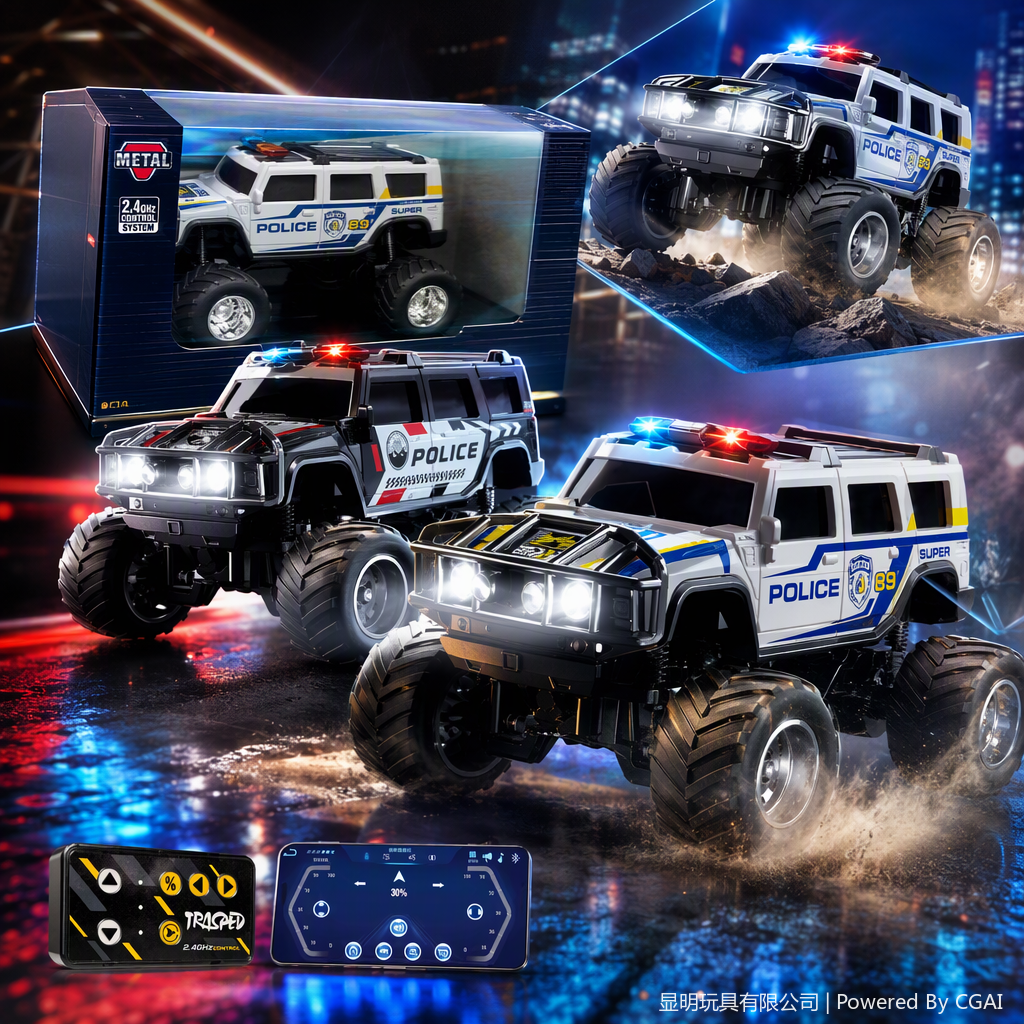 Sound and light remote control Hummer police car children's toy, police vehicle simulation model car with light and sound effects, suitable for boys' gifts Specification image