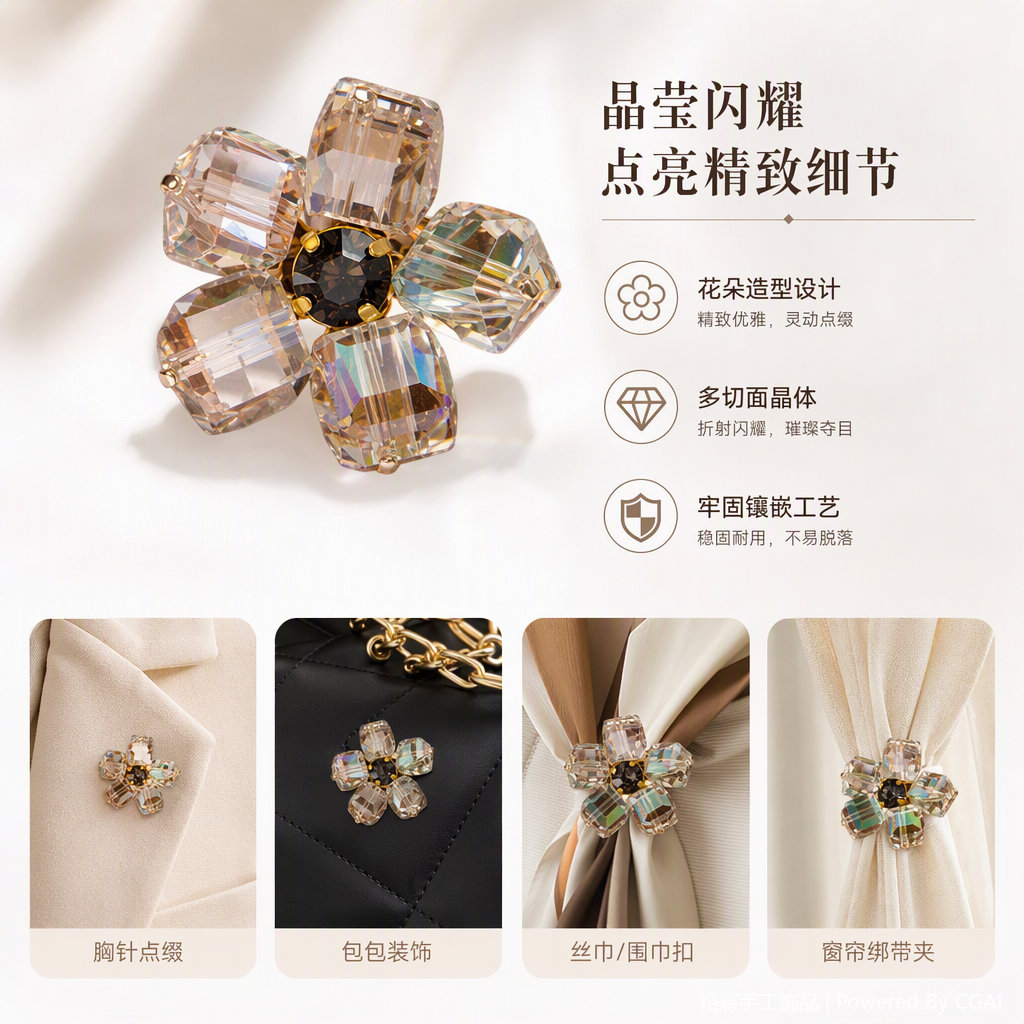 晶莹花瓣水晶耳饰简约时尚气质优雅耳坠女款百搭配饰品