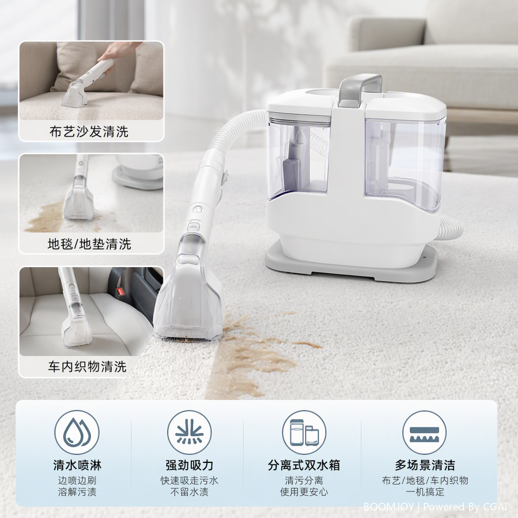 The multi-functional white fabric cleaning machine is a portable household washing machine that can easily remove dirt, save energy and water