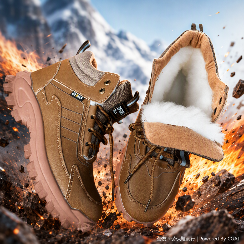 Moda con terciopelo botas térmicas resistentes al desgaste y antideslizantes otoño invierno casual hombres botines marrones tendencia zapatos de protección versátiles zapatos de protección laboral botas de ciclismo pantalones tácticos Specification image