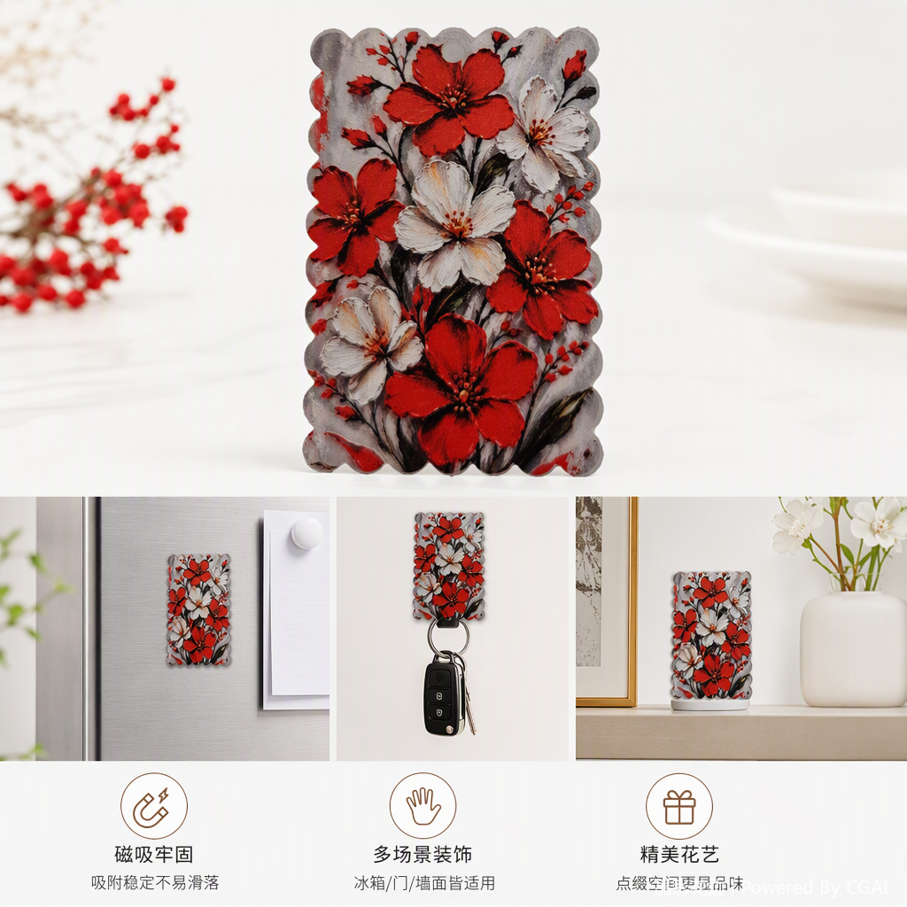 Rojo y blanco diseños florales rectangulares parches decorativos patchwork hecho a mano fondo de casa decoración de pared pegatinas DIY applique materiales