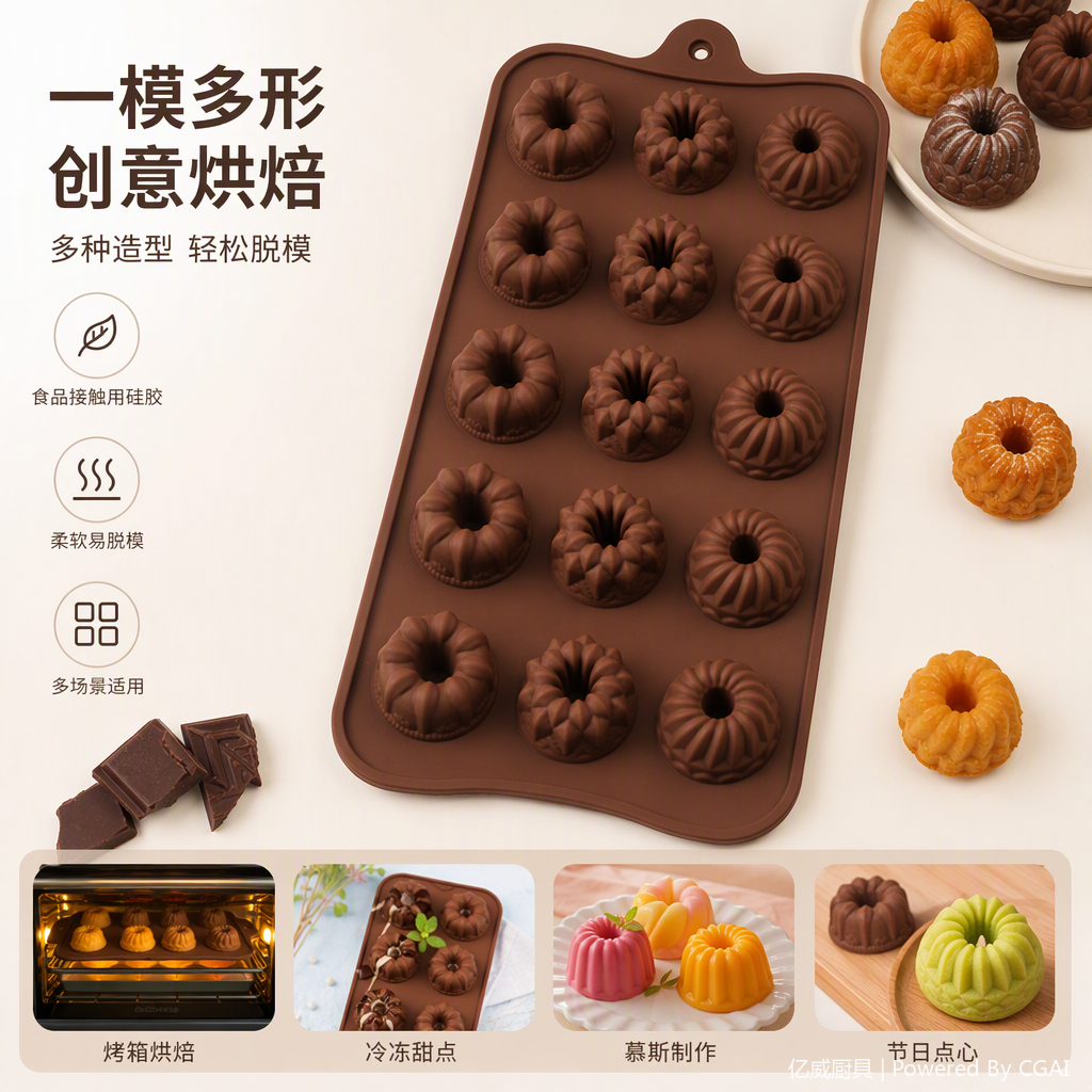 Multi-functional silicone cake molds, baking utensils, baking tools, kitchenware, baking molds, high-temperature resistant and easy to demold details Picture