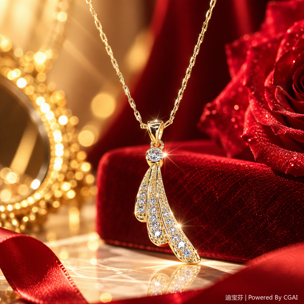 Brillante oro con diamantes pluma forma collar moda simple versátil accesorios regalo para novia Specification image