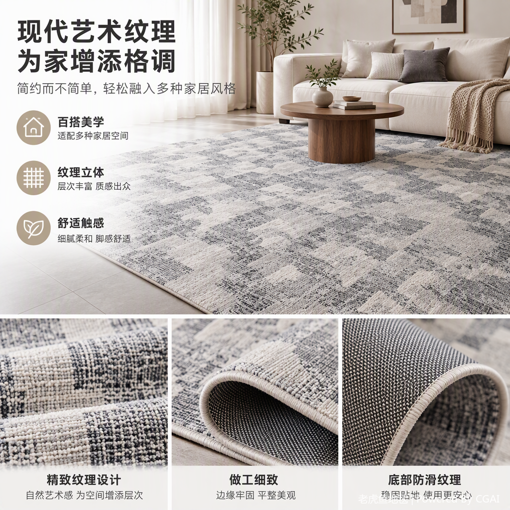 Colorful and comfortable home carpet, anti-slip and wear-resistant, living room and bedroom floor mat, floor mat, carpet decoration products