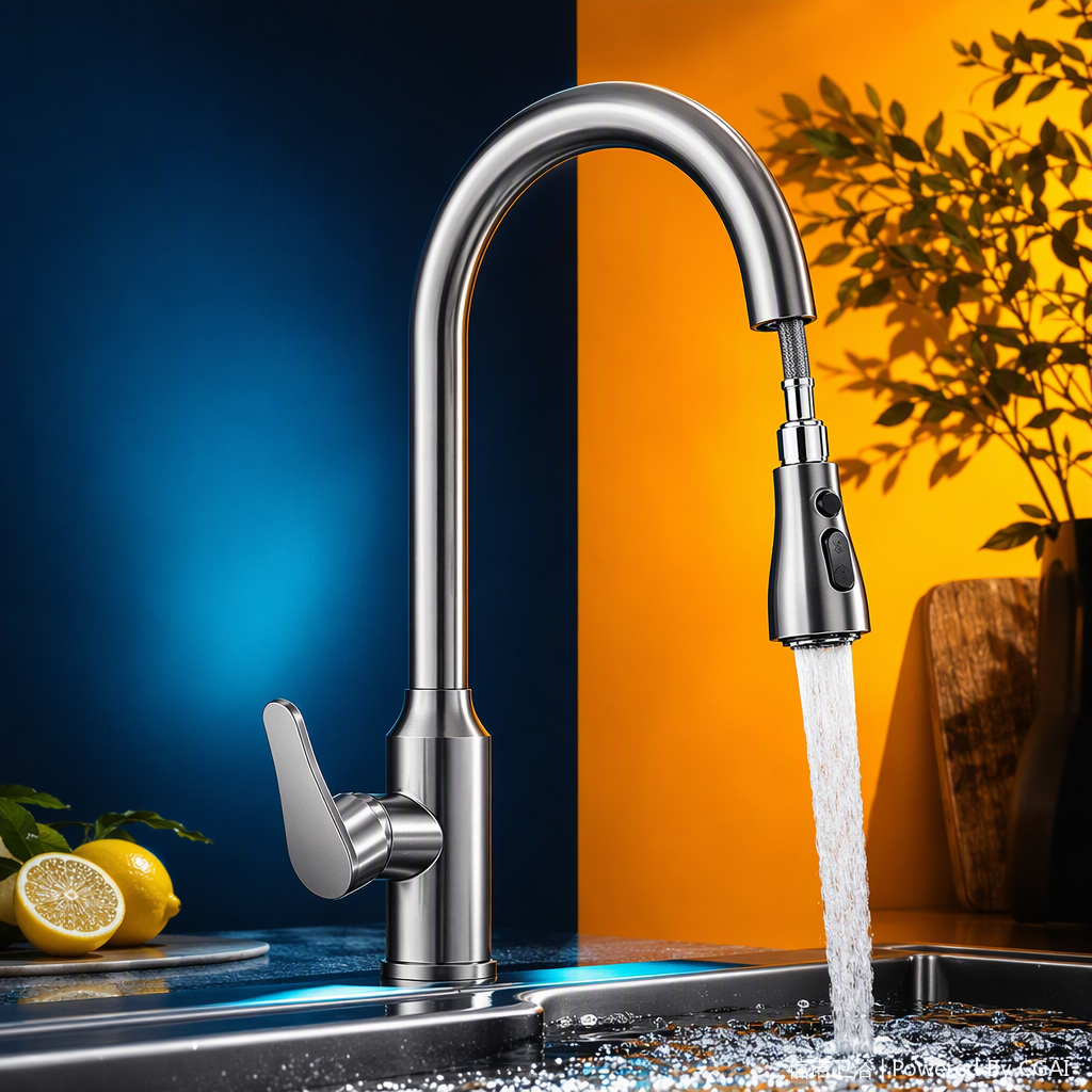 Multi-functional kitchen faucet, stainless steel rotating hot and cold water faucet, kitchen vegetable and dish washing faucet, home decoration hardware accessories Item Picture