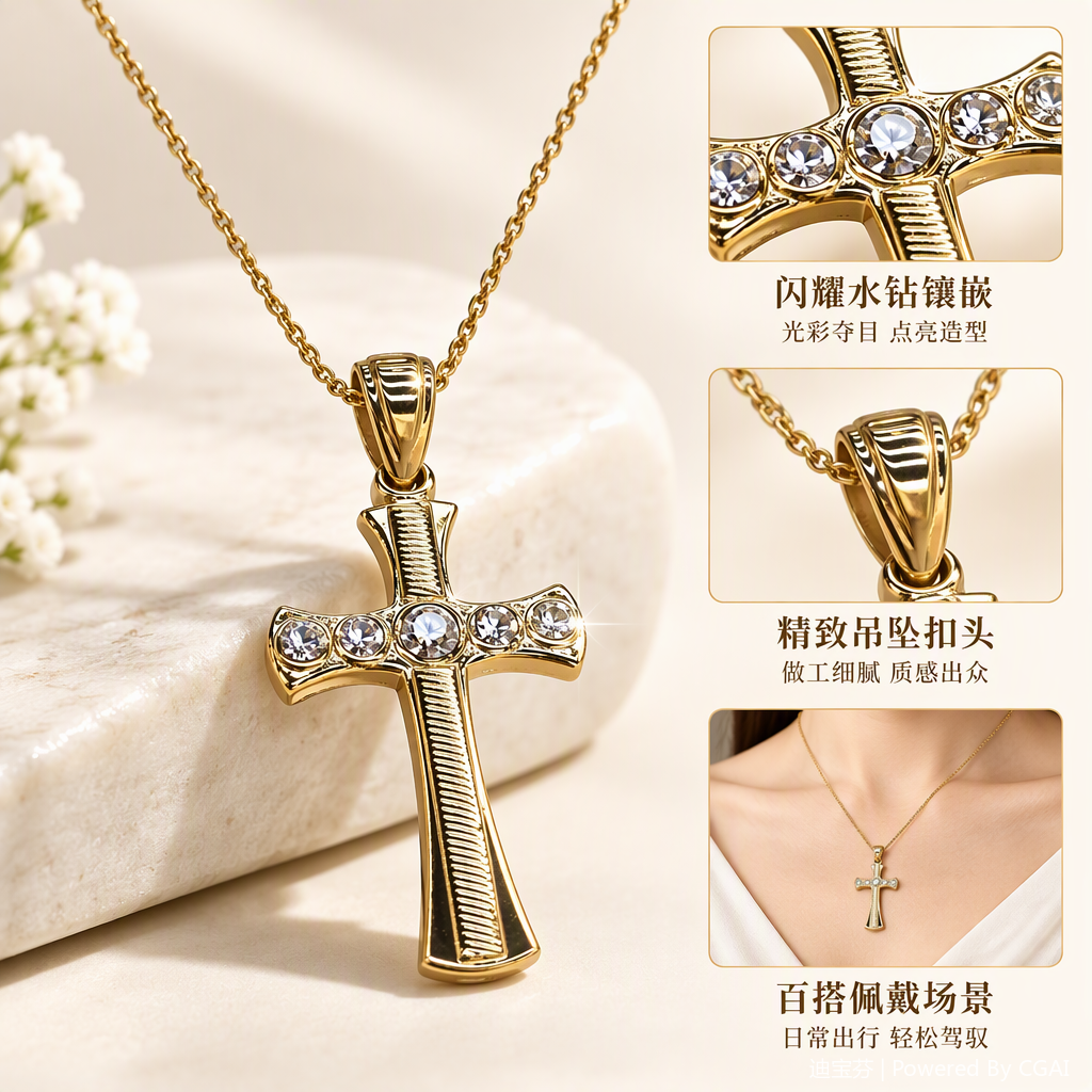 Moda oro con diamantes cruz collar mujeres versión coreana simple colgante versátil accesorios regalo para novia
