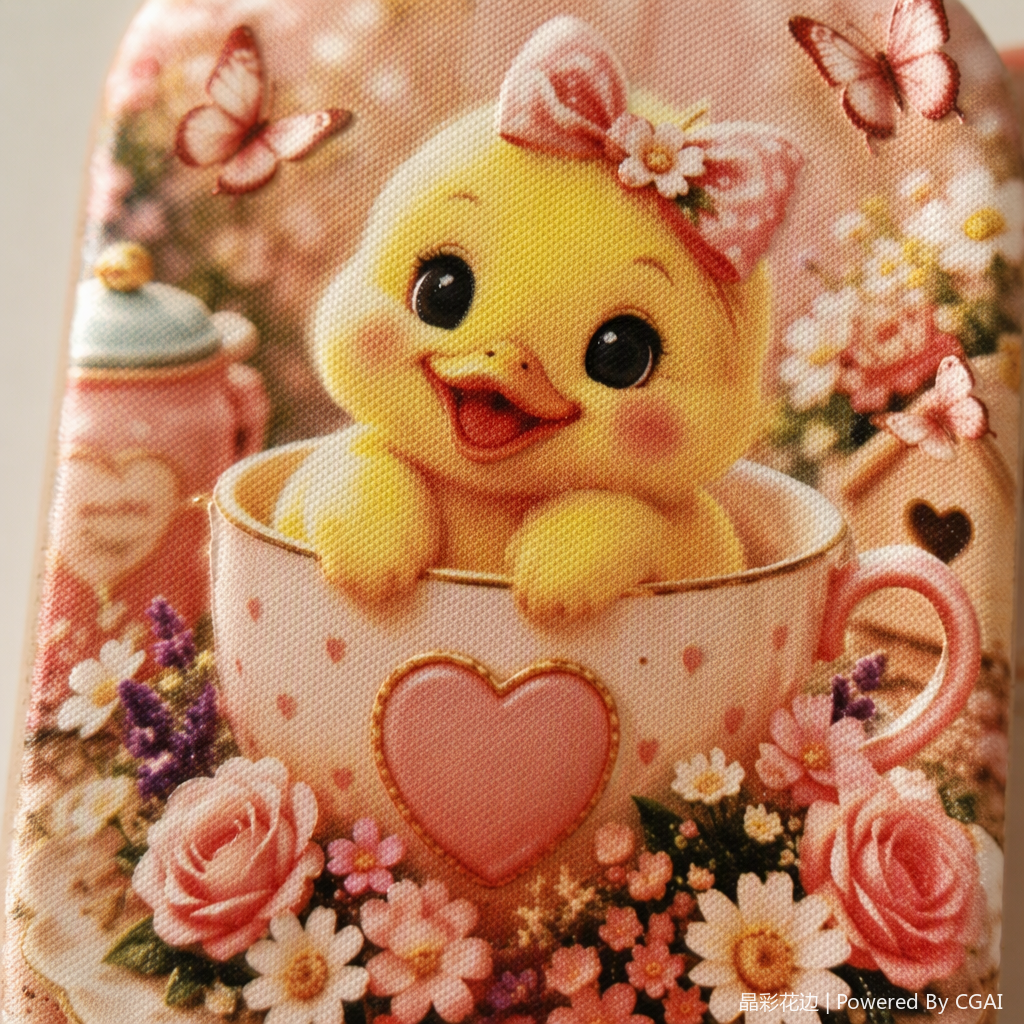 Adorable pequeño pato amarillo dibujos animados adornos colgantes corazón rosa tazas de té accesorios adorables decoraciones creativas regalos para niños Application Scenario