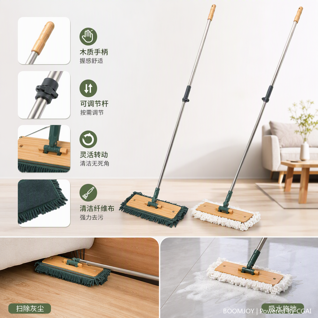 The multi-functional flat mop head is compatible with the KLM08 flat mop, a household dry and wet dual-purpose cleaning tool