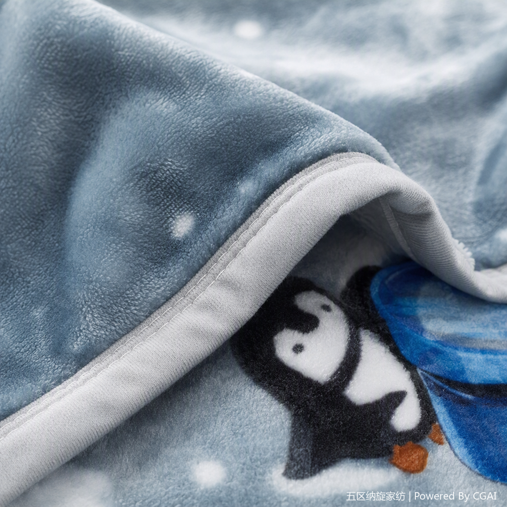 Polar bear cartoon fishing scene blanket, duvet cover, printed striped two-color striped grey polyester tassel sofa cover blanket Application Scenario