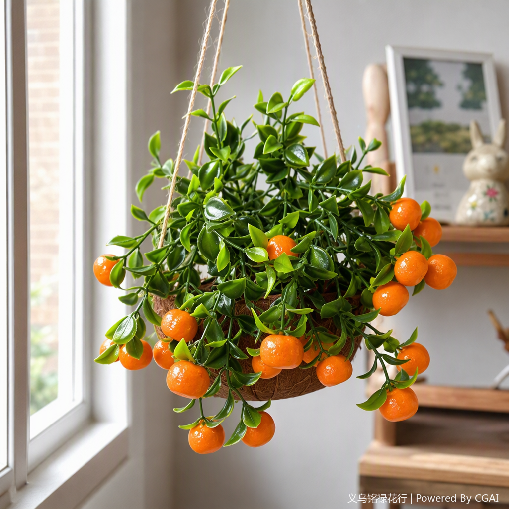Realistic orange branch and leaf decorative items, indoor living room and balcony fruit decoration accessories, creative home decoration items details Picture