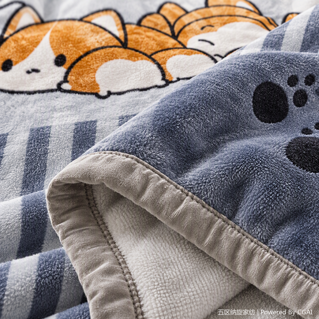 Cartoon Corgi plush summer cool quilt, sweet party, soft and comfortable mattress blanket Application Scenario