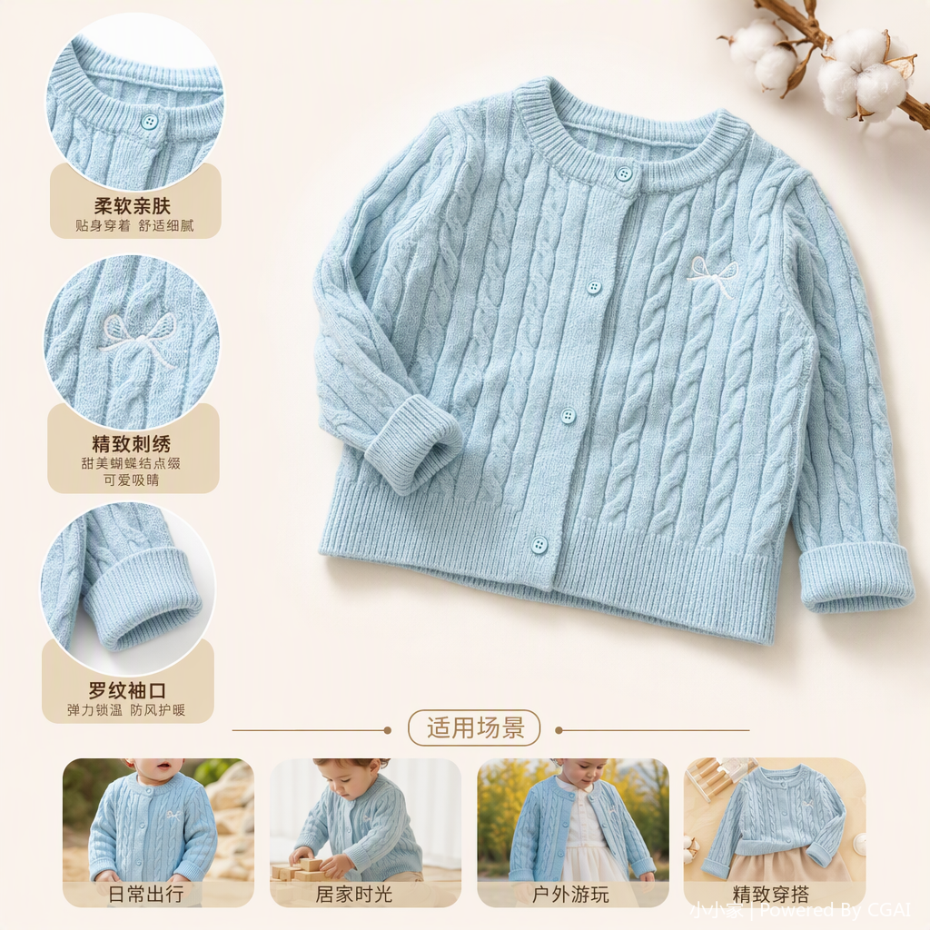 Children's autumn and winter knitted tops are warm, soft, fun and casual. There are various styles of children's knitted sweaters for boys and girls Specification image