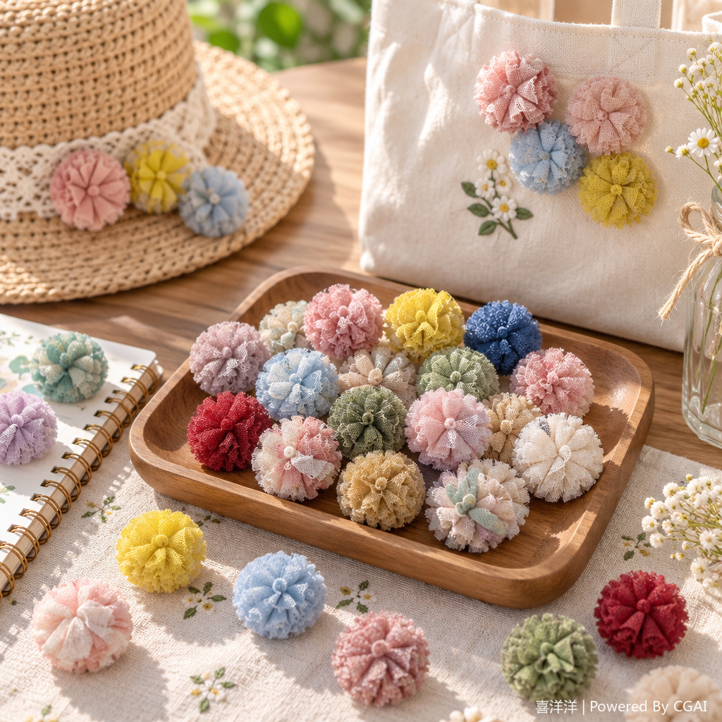 Elastic ball creative fabric flower sample card children's toy DIY gift decoration Fun ball bouncing toy details Picture